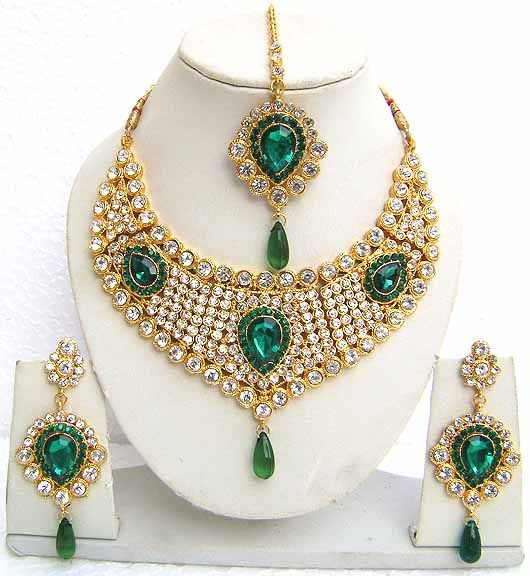 Emerald Bridal Imitation Necklace Set